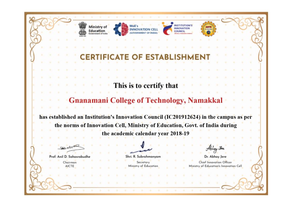 Establishment Certificate